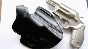 Cal38 Leather Belt OWB Holster For Taurus Judge Magnum 45 Colt 3 inch (R.H) Black