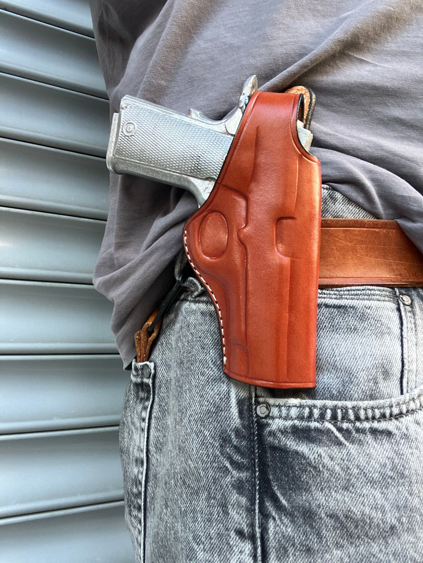 Leather Thumb Break owb Holster for Browning 1911 380 Black Label