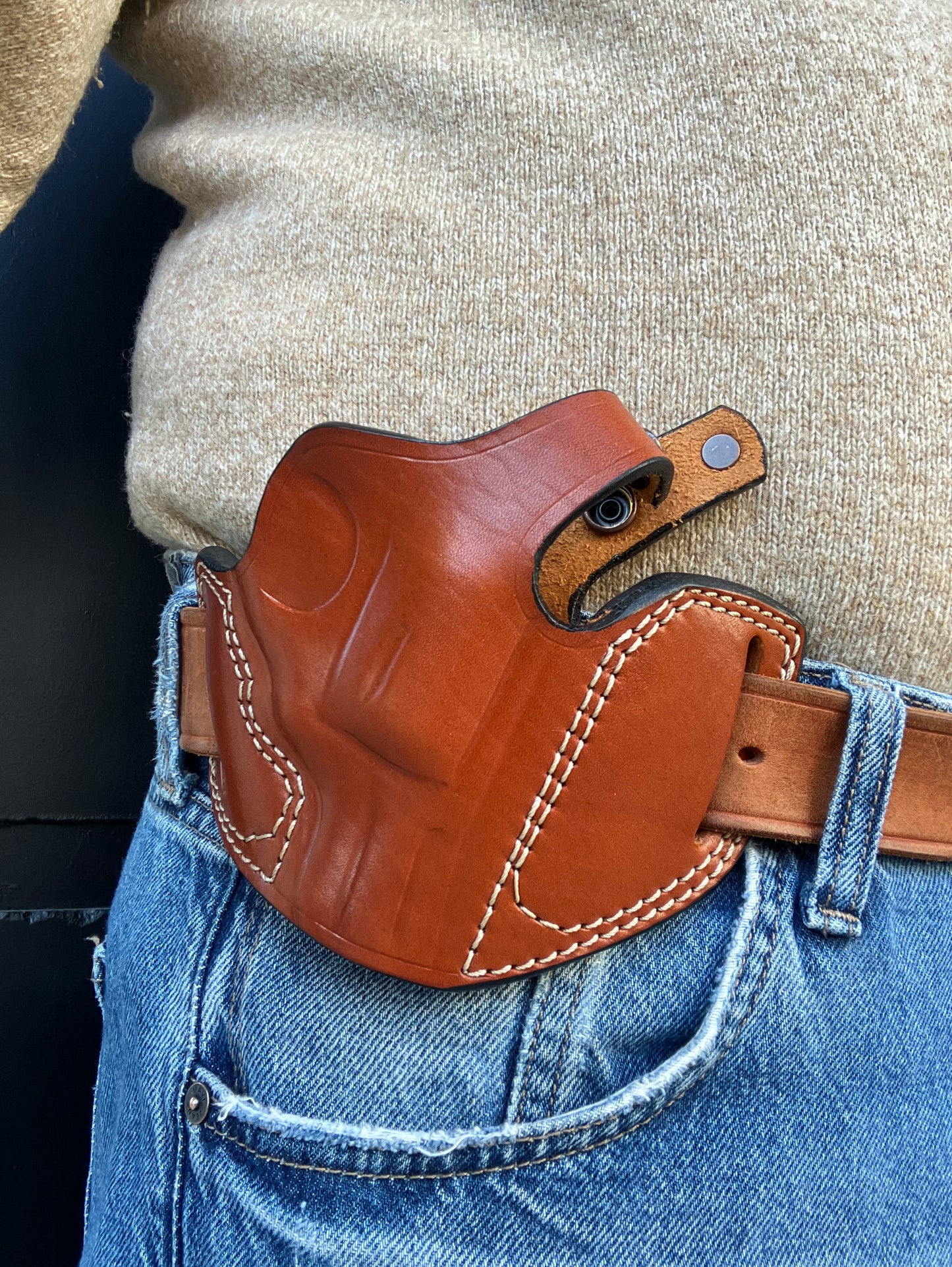 Taurus Model 85 Leather Pancake Holster - 2" Barrel Thumb Break OWB Holster | Custom Fit