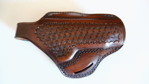 Cal38 Leather Springfield 1911 Operator 45ACP Leather owb Belt Basket Weave Holster 