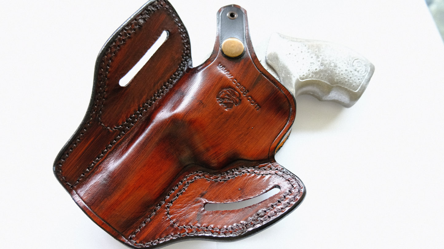 Cal38 Leather Basket Weave Holster For Taurus 85 with the 3" barrel