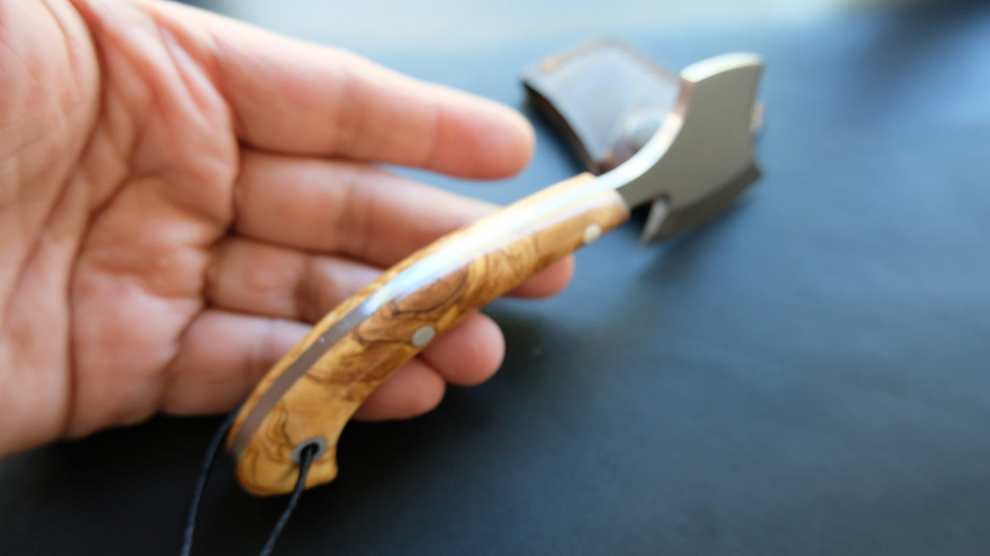 Cal38 Mini Axe Hatchet With Leather Sheath (Olive Wood Handle)