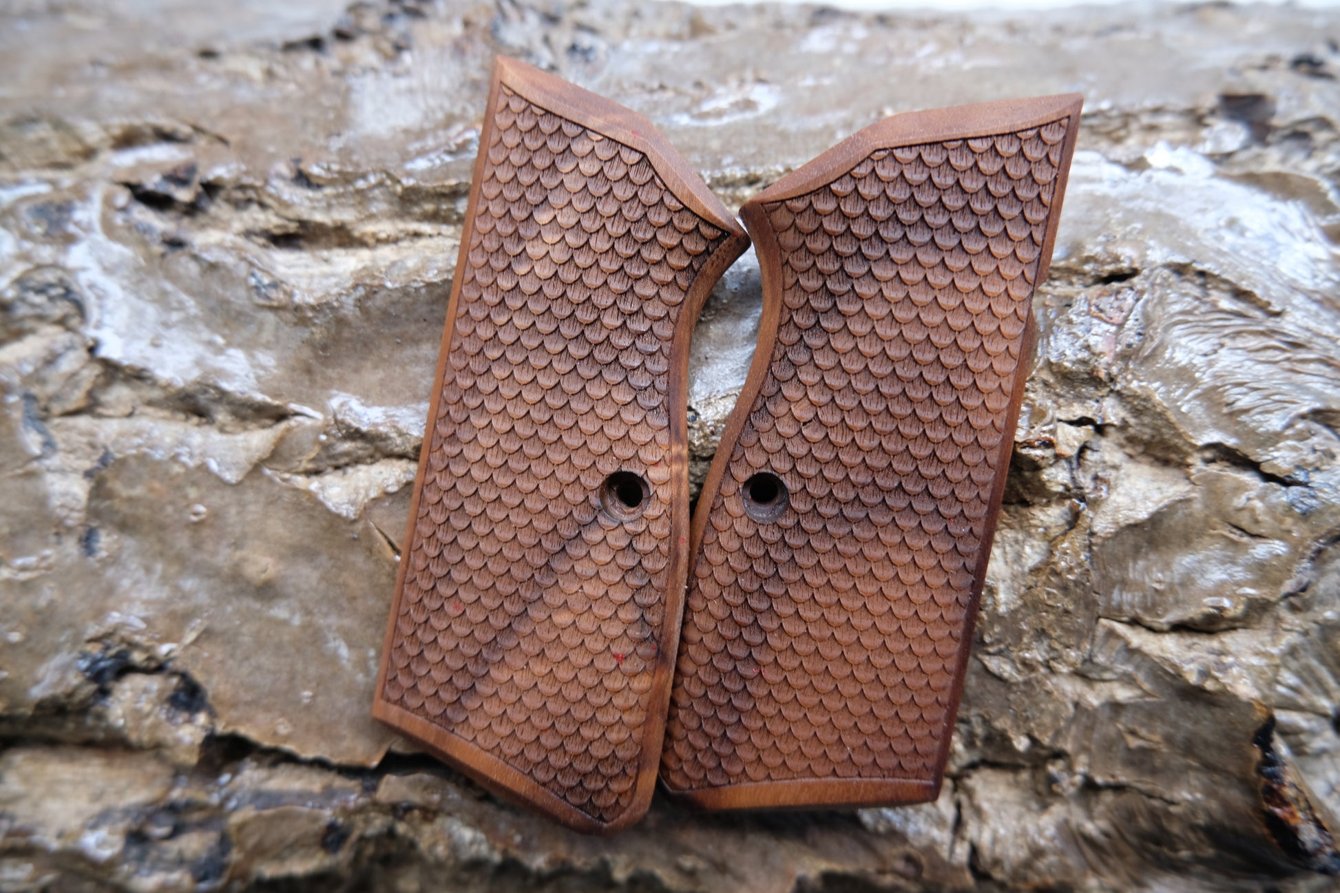 Walnut Wood Grip For Browning Hi Power