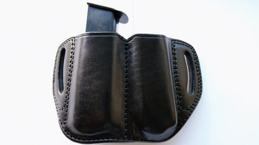 Cal38 Leather OWB Double Magazine Pouch for 9mm