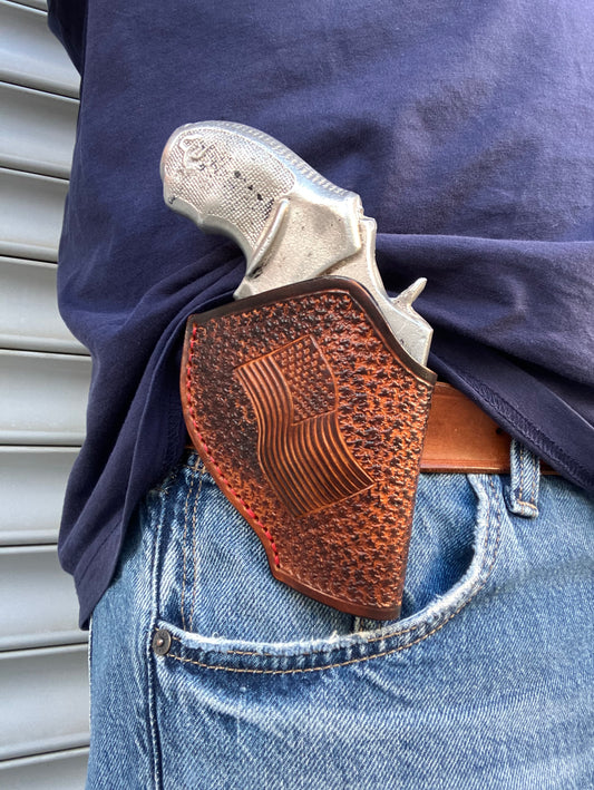 Premium Handcrafted American Flag Leather Holster for Taurus 856 2 inch
