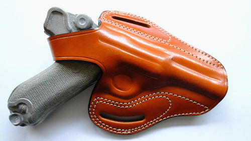 Cal38 Leather OWB Holster For Luger P08 Parabellum
