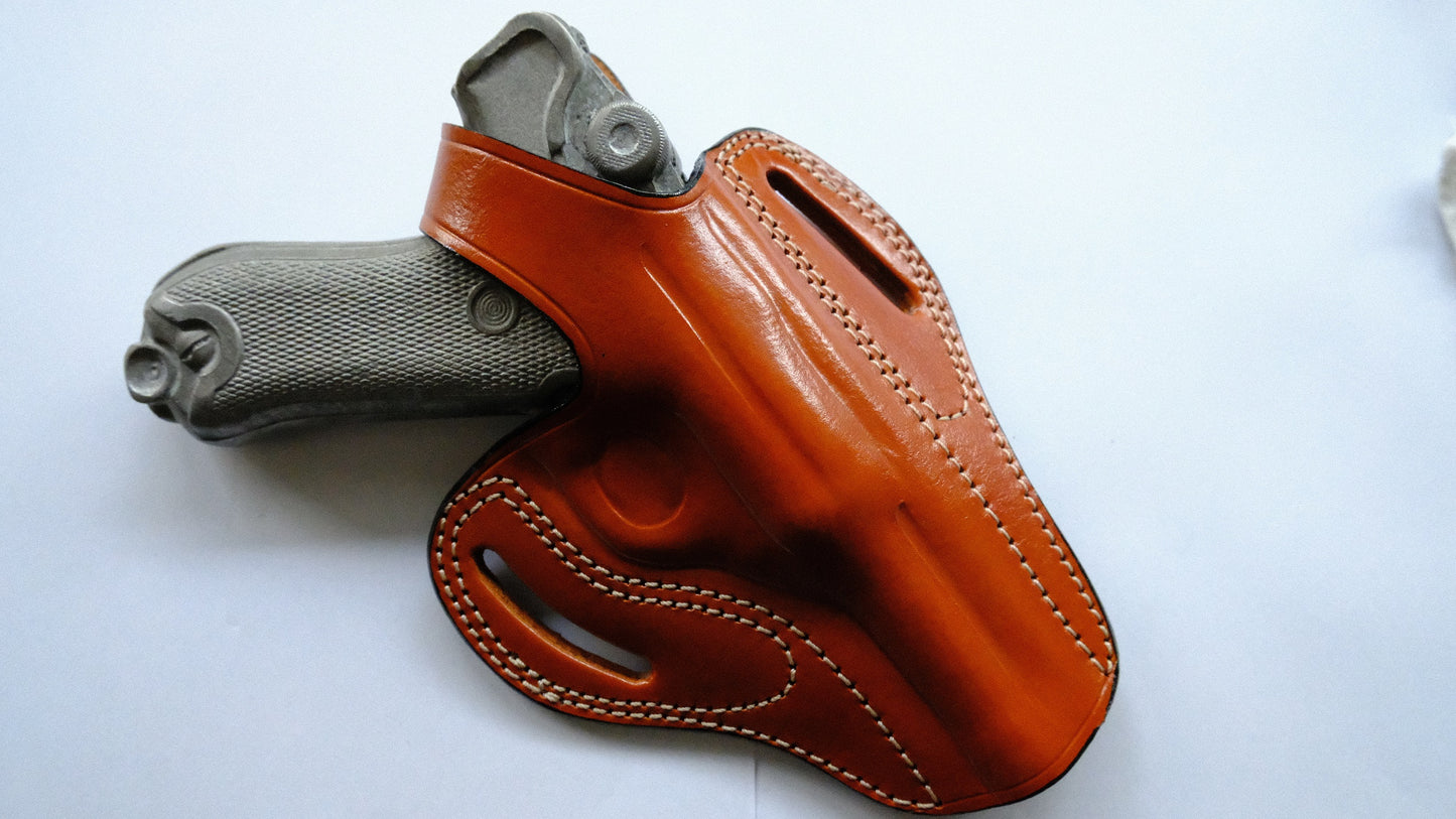 Cal38 Leather OWB Holster For Luger P08 Parabellum