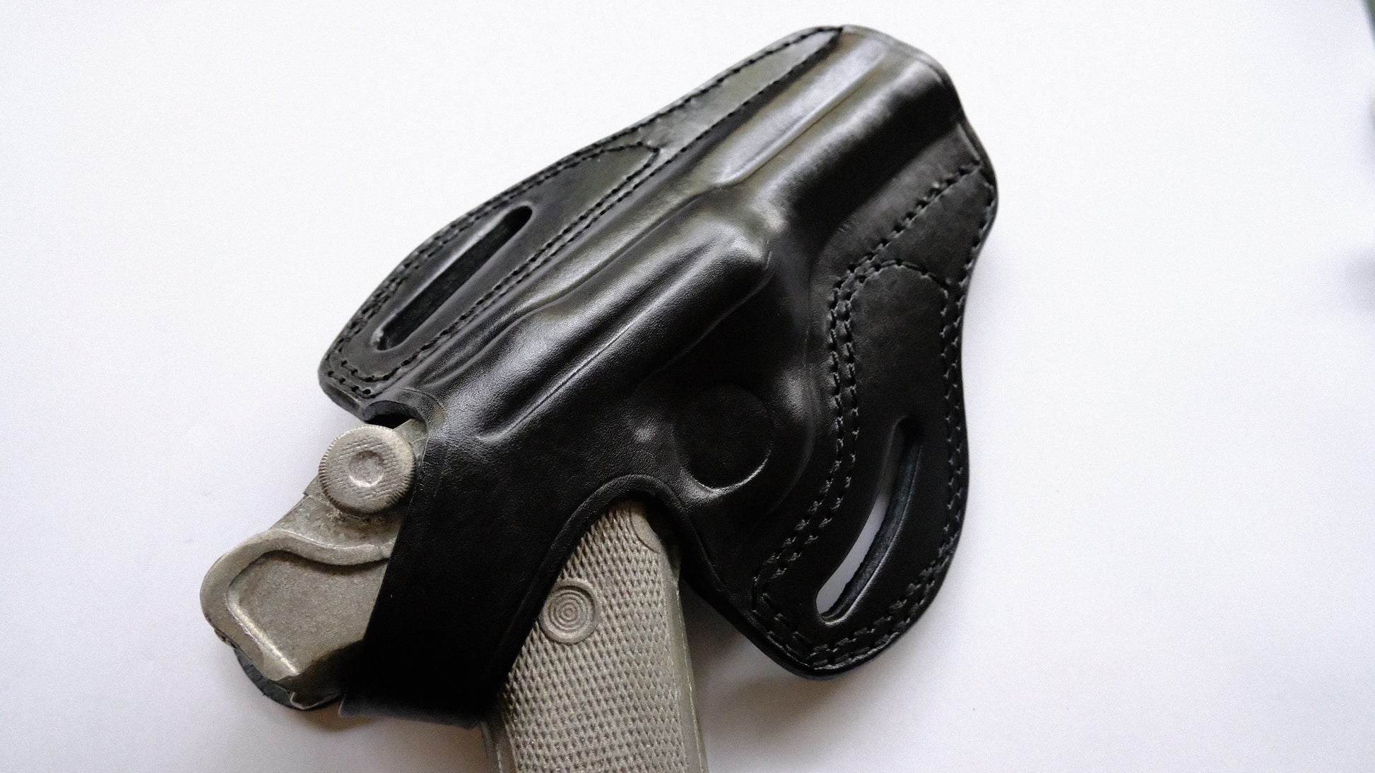 Cal38 Leather OWB Holster For Luger P08 Parabellum