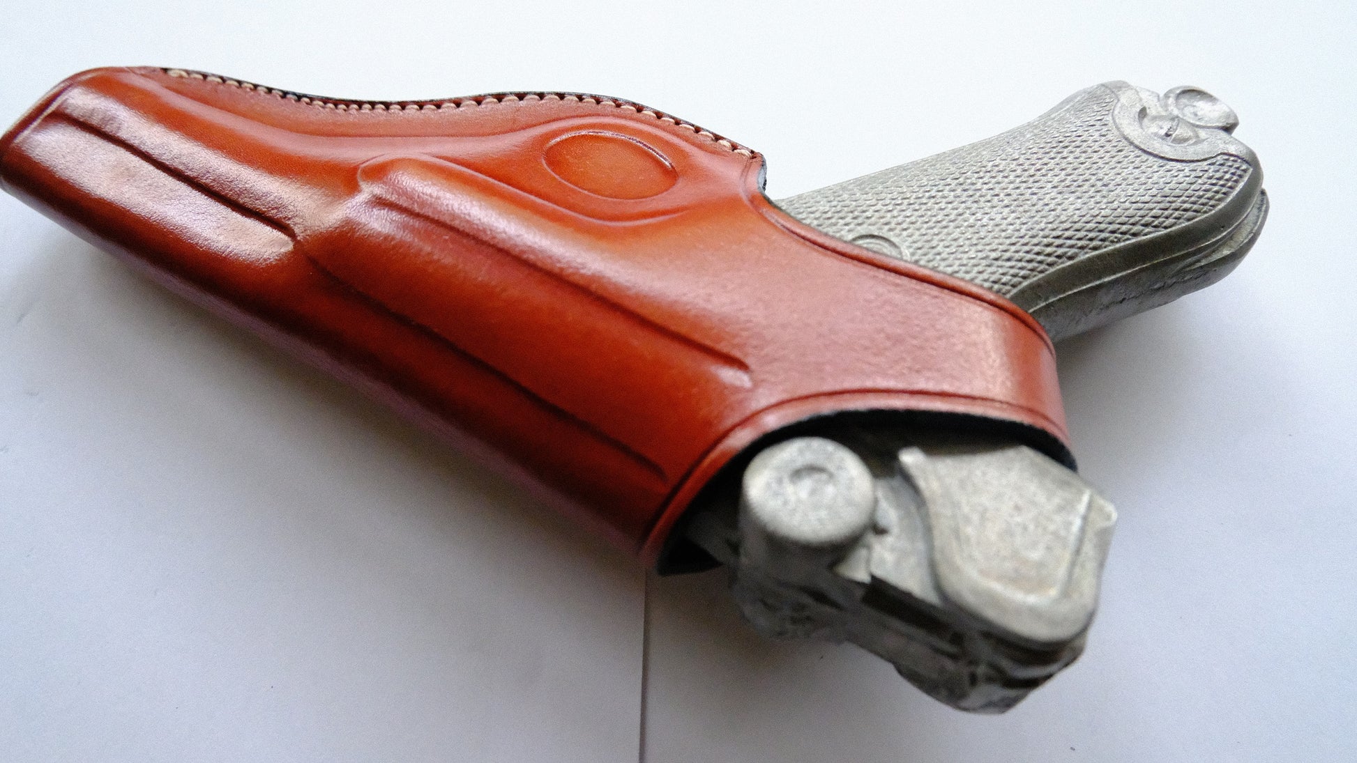 Cal38 Leather Cross Draw Holster For Luger P08 Parabellum