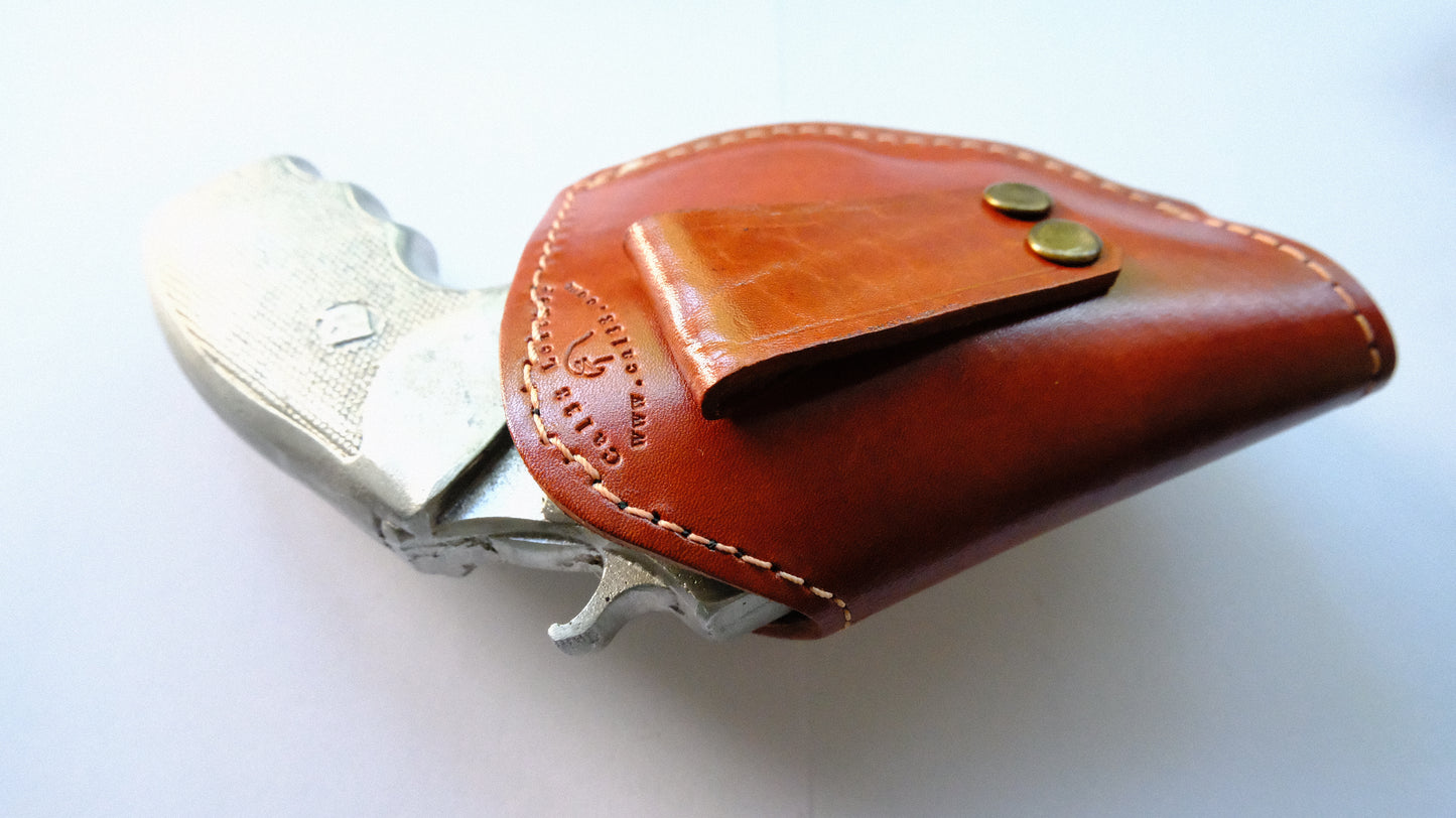 Cal38 Leather Two Position Belt Holster for Smith and Wesson 38 special Snub Nose