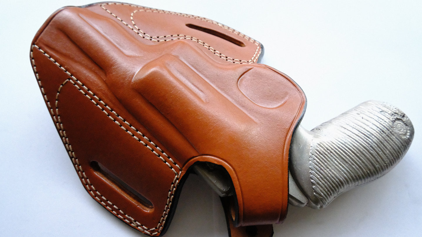 Cal38 Leather Belt OWB Holster For Taurus Judge Magnum 45 Colt 3 inch (R.H) Brown