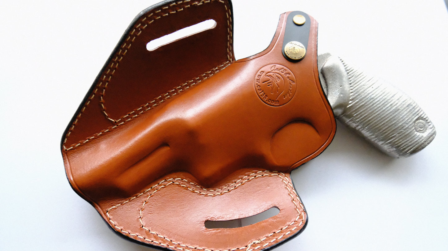 Cal38 Leather Belt OWB Holster For Taurus Judge Magnum 45 Colt 3 inch (R.H) Brown
