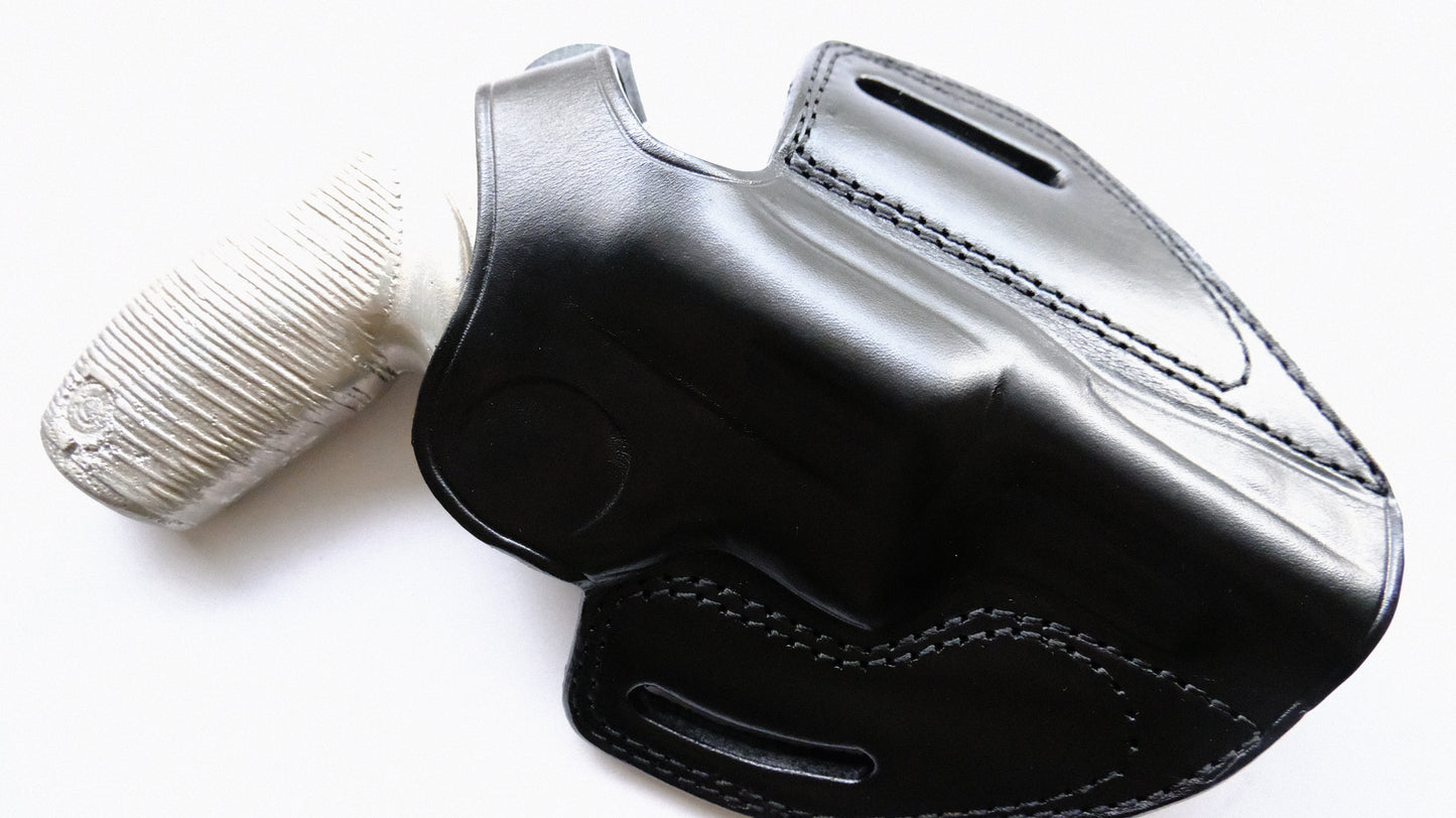 Cal38 Leather Belt OWB Holster For Taurus Judge Magnum 45 Colt 3 inch (R.H) Black