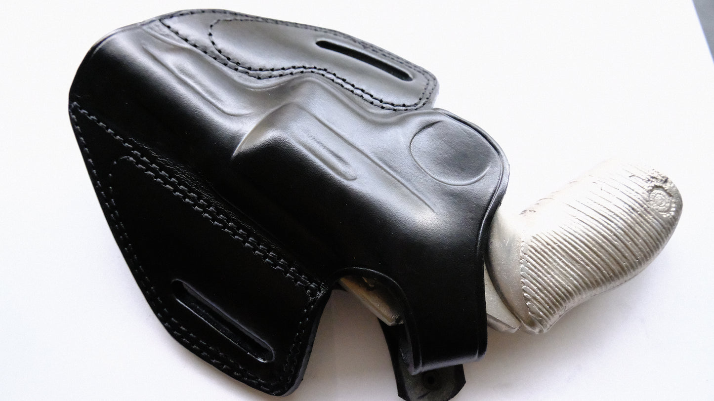 Cal38 Leather Belt OWB Holster For Taurus Judge Magnum 45 Colt 3 inch (R.H) Black