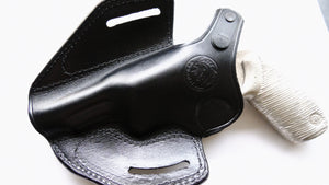 Cal38 Leather Belt OWB Holster For Taurus Judge Magnum 45 Colt 3 inch (R.H) Black