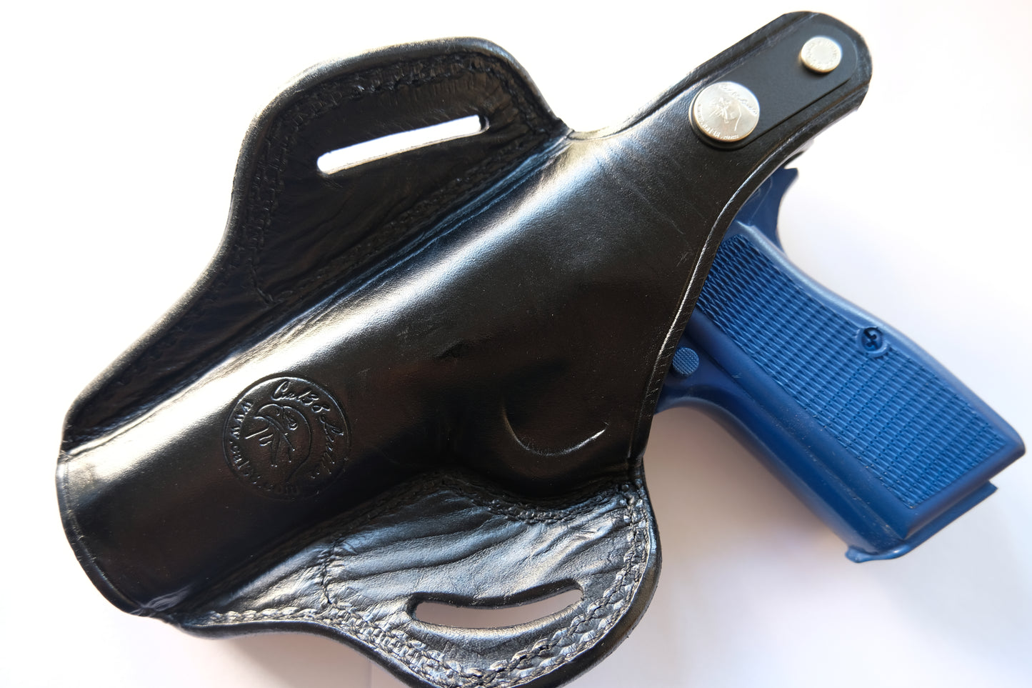 Leather OWB Pancake Holster for Browning Hi-Power (R.H) Black Tan