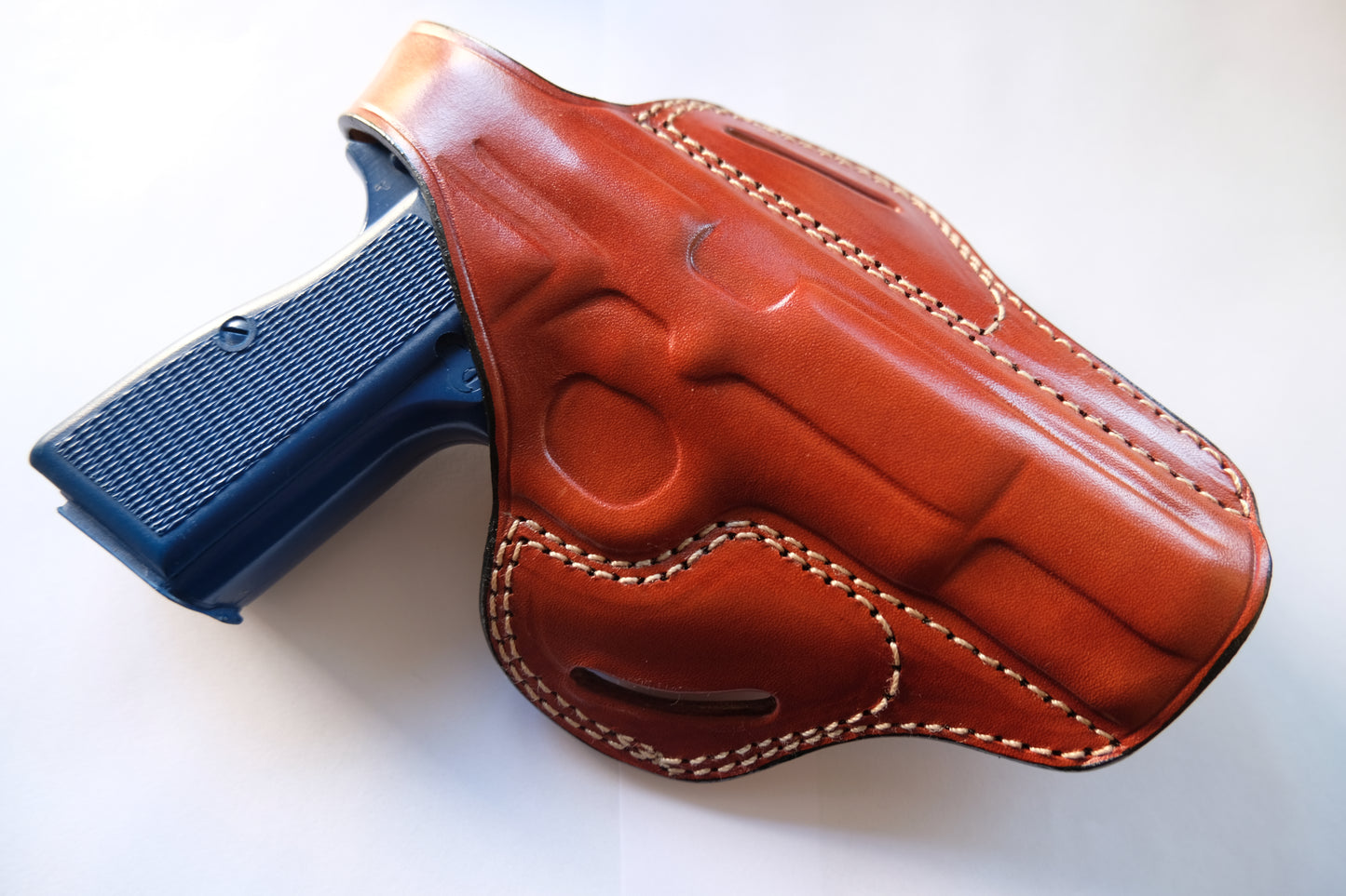 Leather OWB Pancake Holster for Browning Hi-Power (R.H) Black Tan