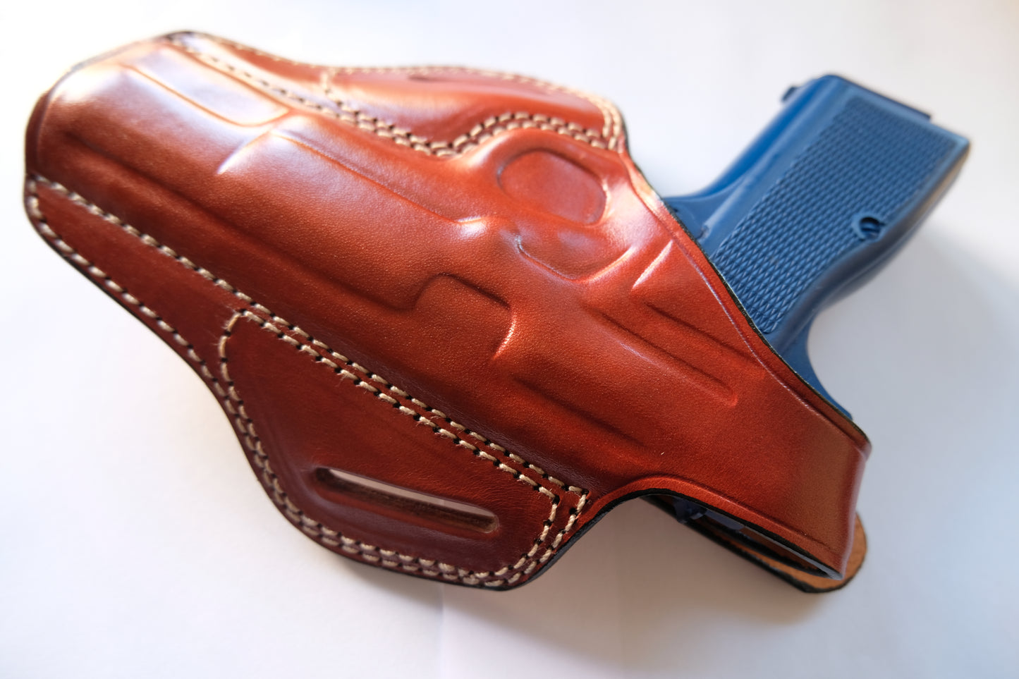 Leather OWB Pancake Holster for Browning Hi-Power (R.H) Black Tan
