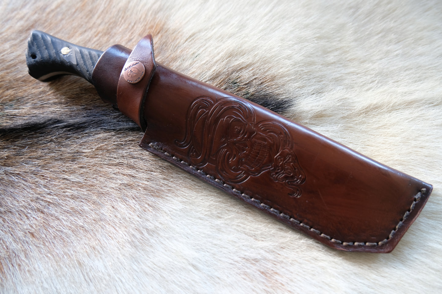 Custom Made Hunter Knife Engraved Blade - Durable 5160 High Carbon Steel