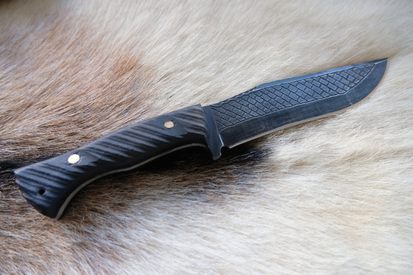Custom Made Hunter Knife Engraved Blade - Durable 5160 High Carbon Steel