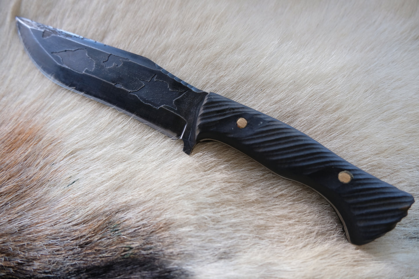 Custom Made Hunter Knife Engraved Blade - Durable 5160 High Carbon Steel