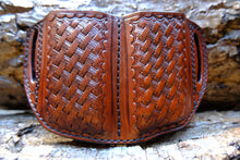 Load image into Gallery viewer, Handcrafted Leather Basketweave Dual Magazine Pouch for Desert Eagle | OWB Mag Holder