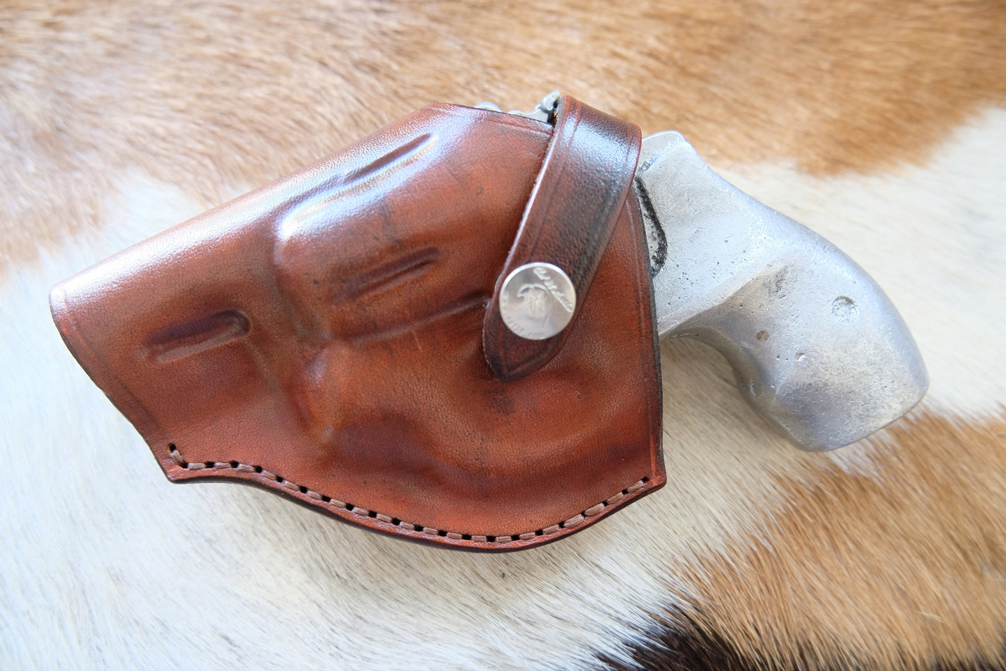 Leather OWB Horizontal Driving Holster For Smith And Wesson  J Frame