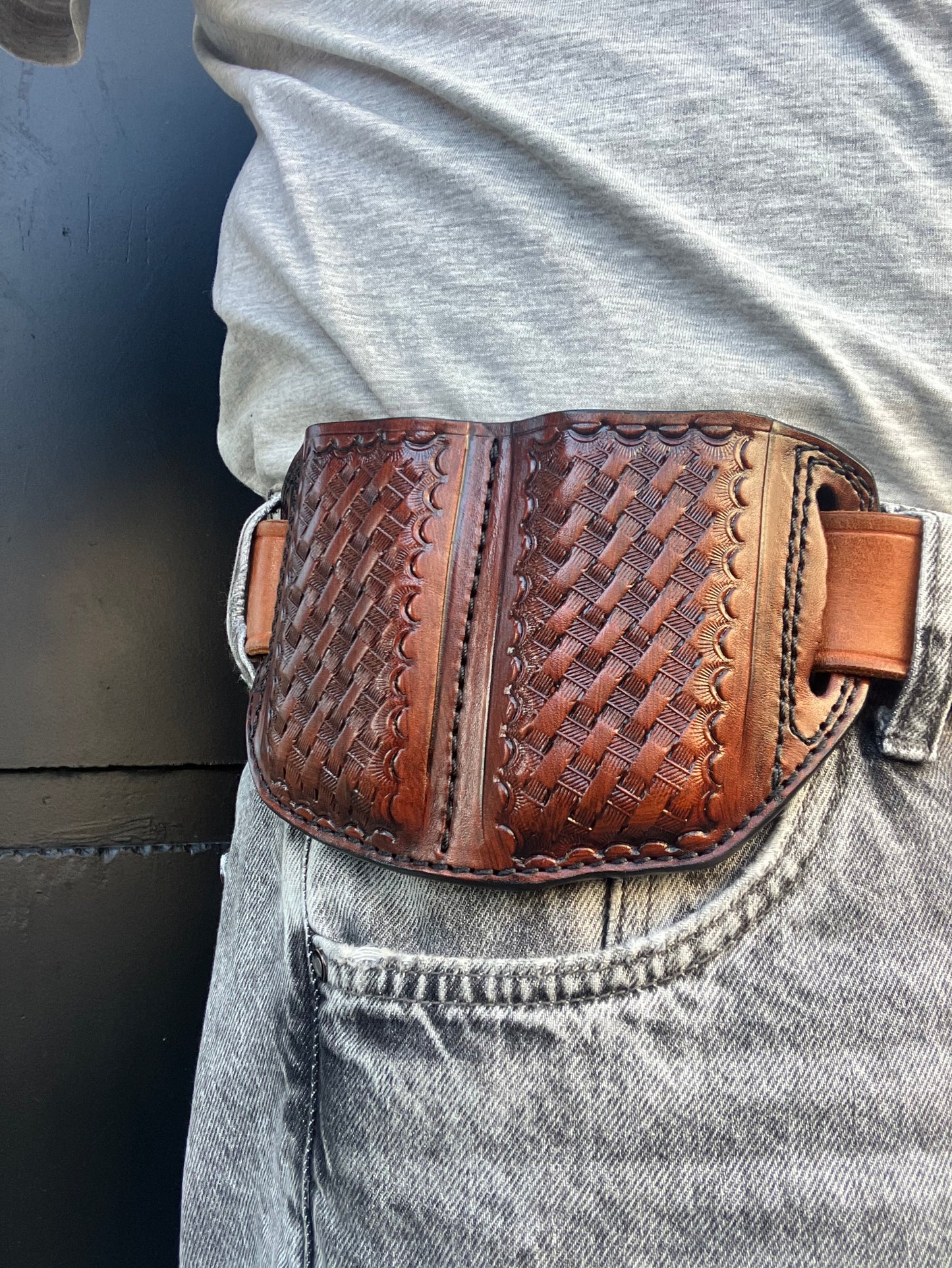 Basketweave Dual Magazine Pouch for Desert Eagle | OWB Mag Holder