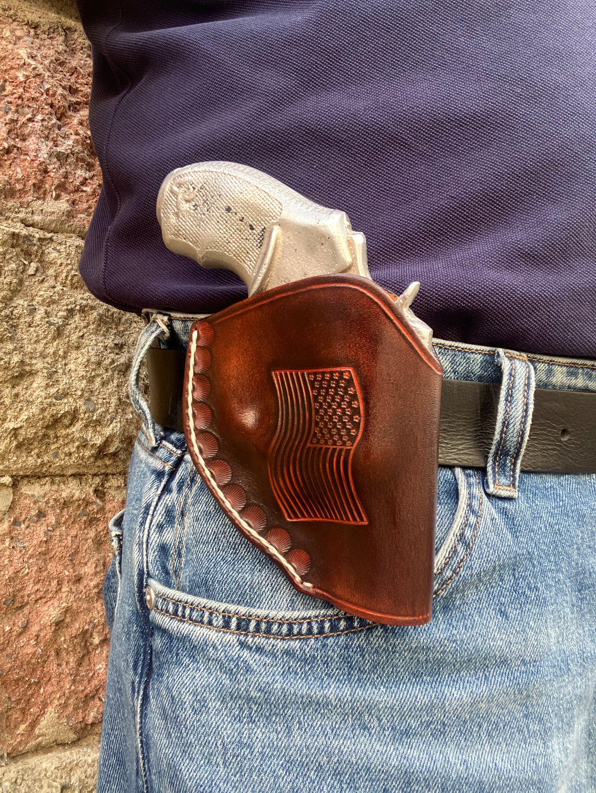 Leather Custom Made OWB Holster: Taurus 856 2", US Flag