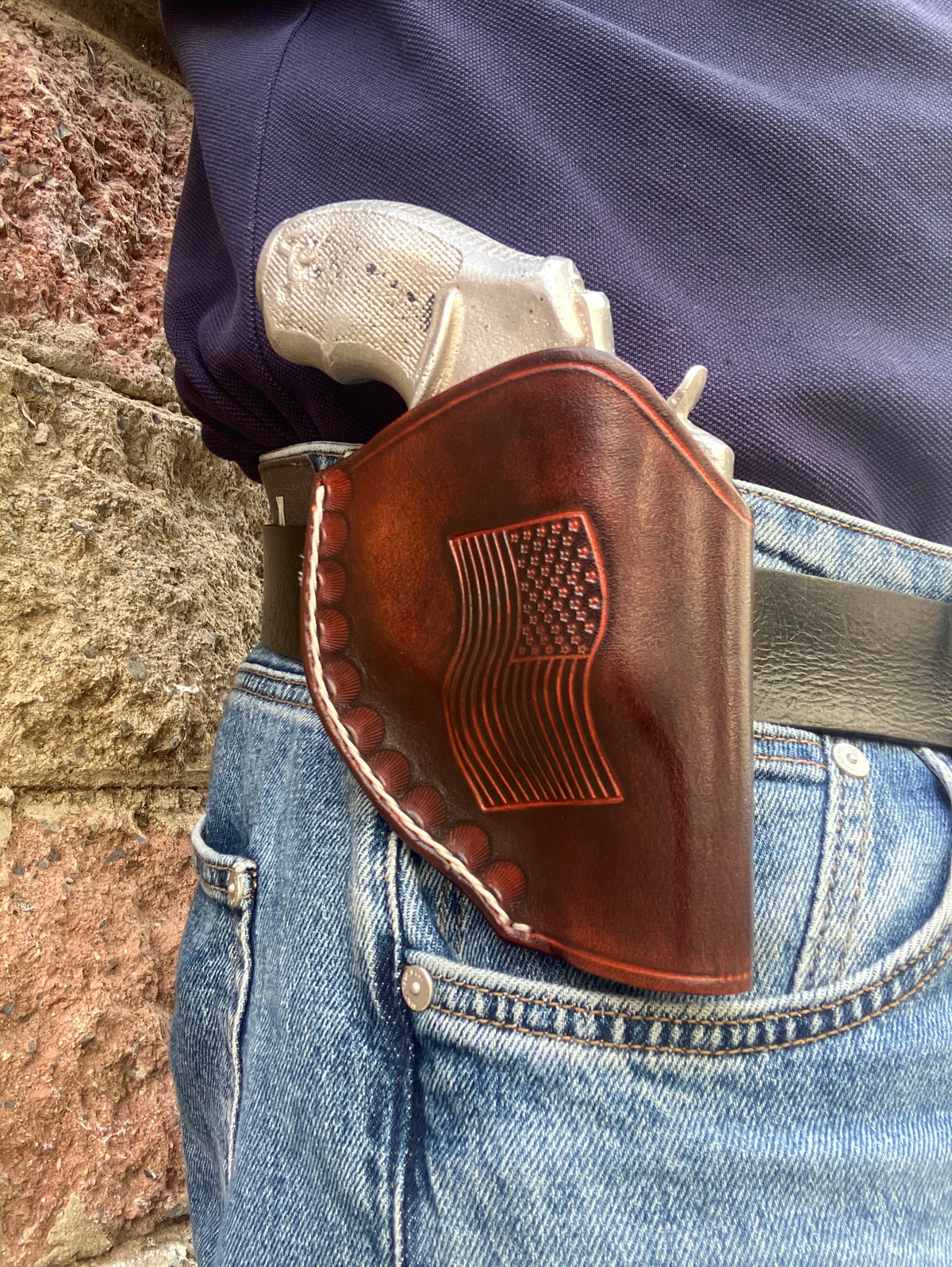 Leather Custom Made OWB Holster: Taurus 856 2", US Flag