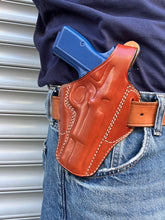 Load image into Gallery viewer, Leather OWB Pancake Holster for Browning Hi-Power (R.H) Black Tan