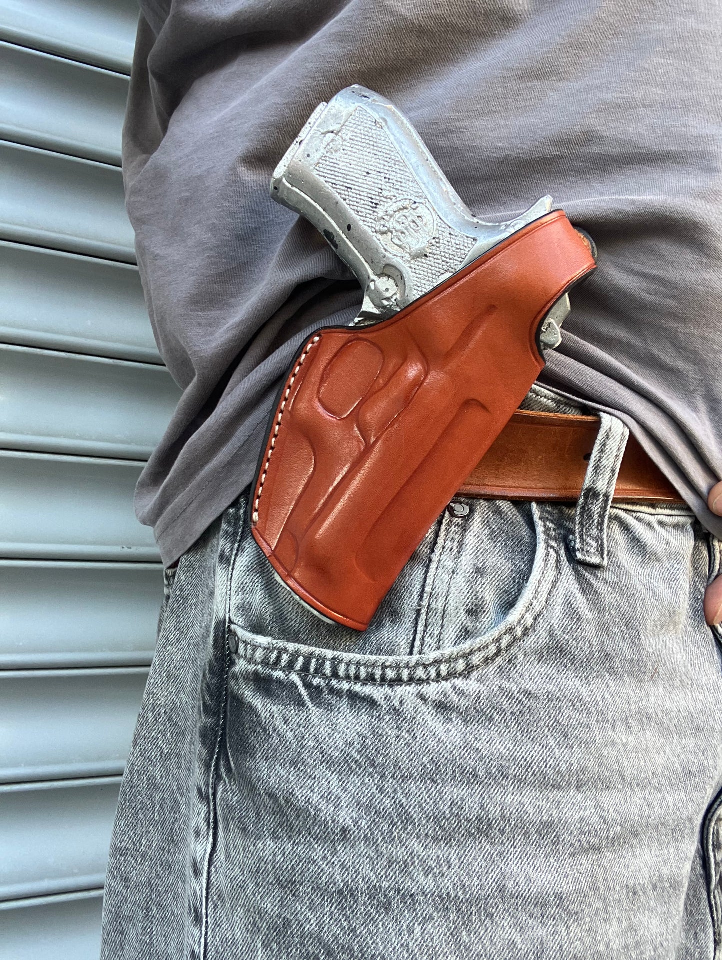 Leather OWB Thumb Break Holster for Model 84FS,85