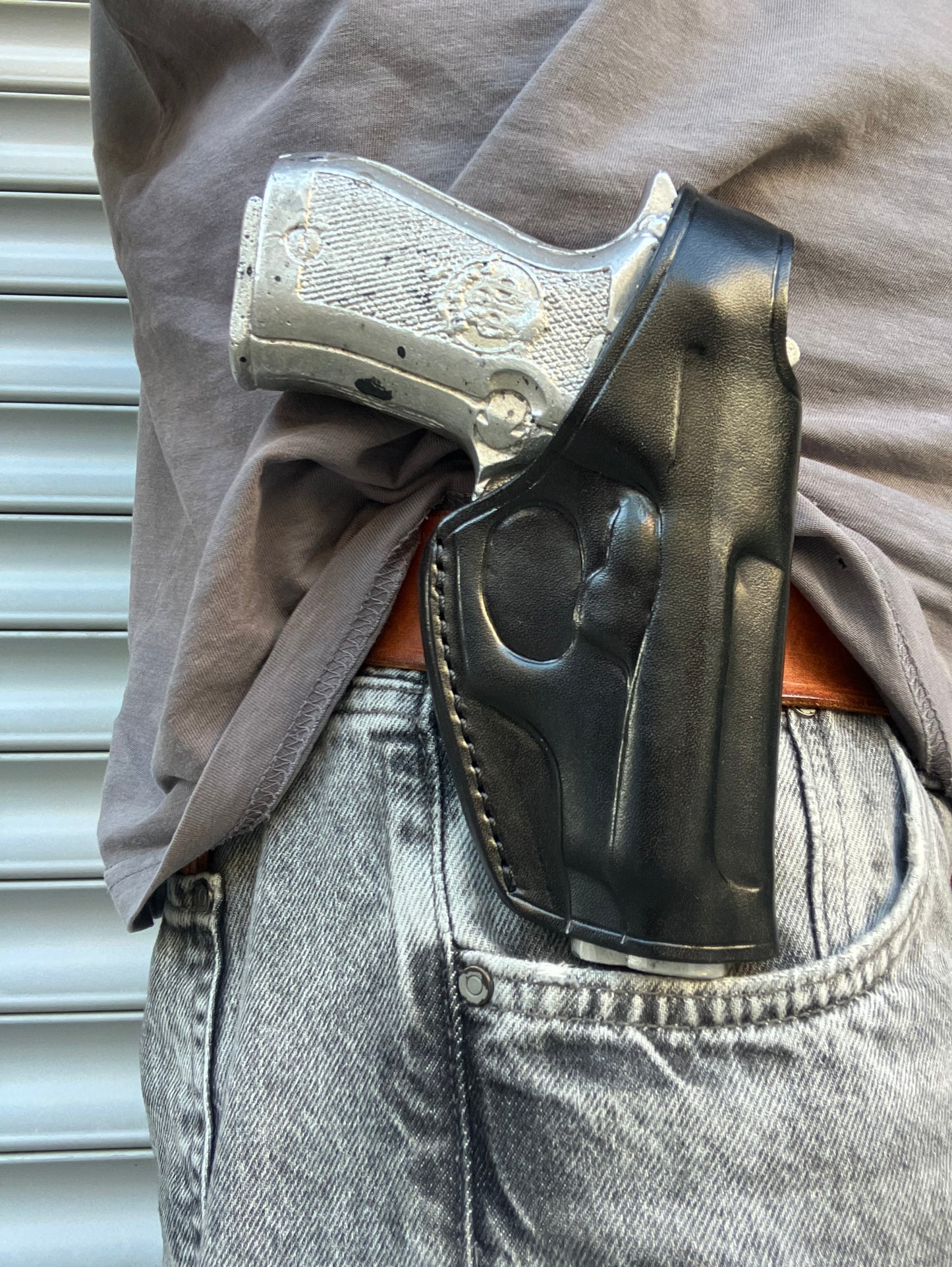 Leather OWB Thumb Break Holster for Model 84FS,85