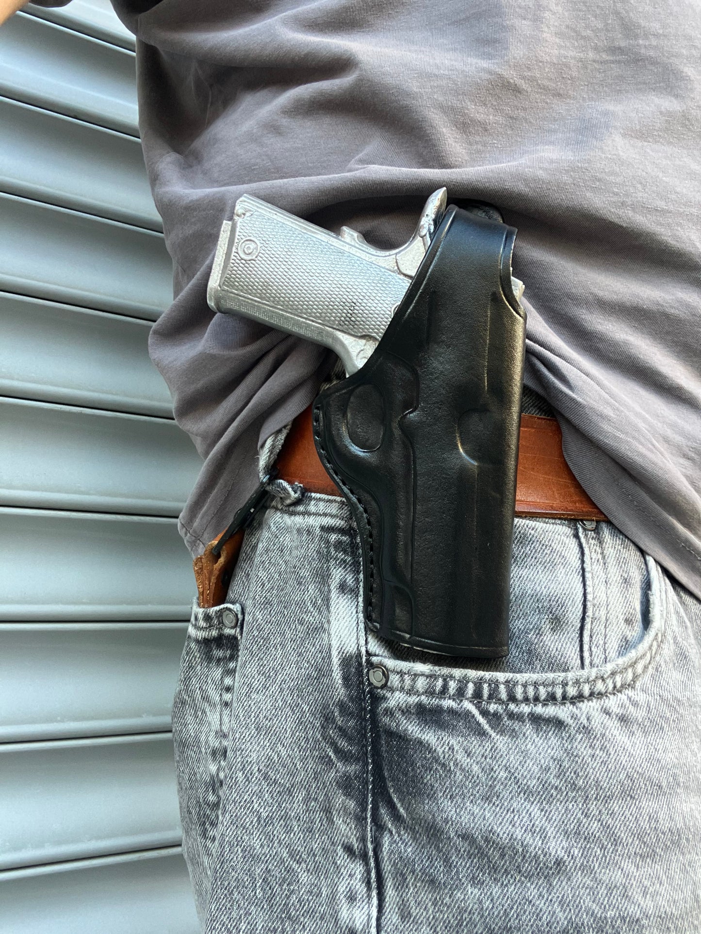 Leather Thumb Break owb Holster for Browning 1911 380 Black Label