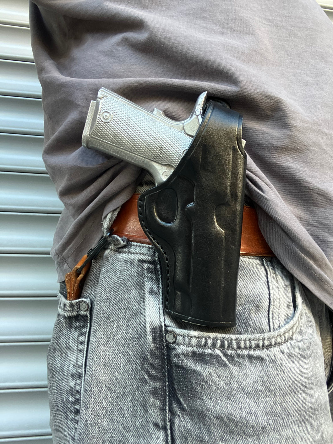 Leather Thumb Break owb Holster for Browning 1911 380 Black Label