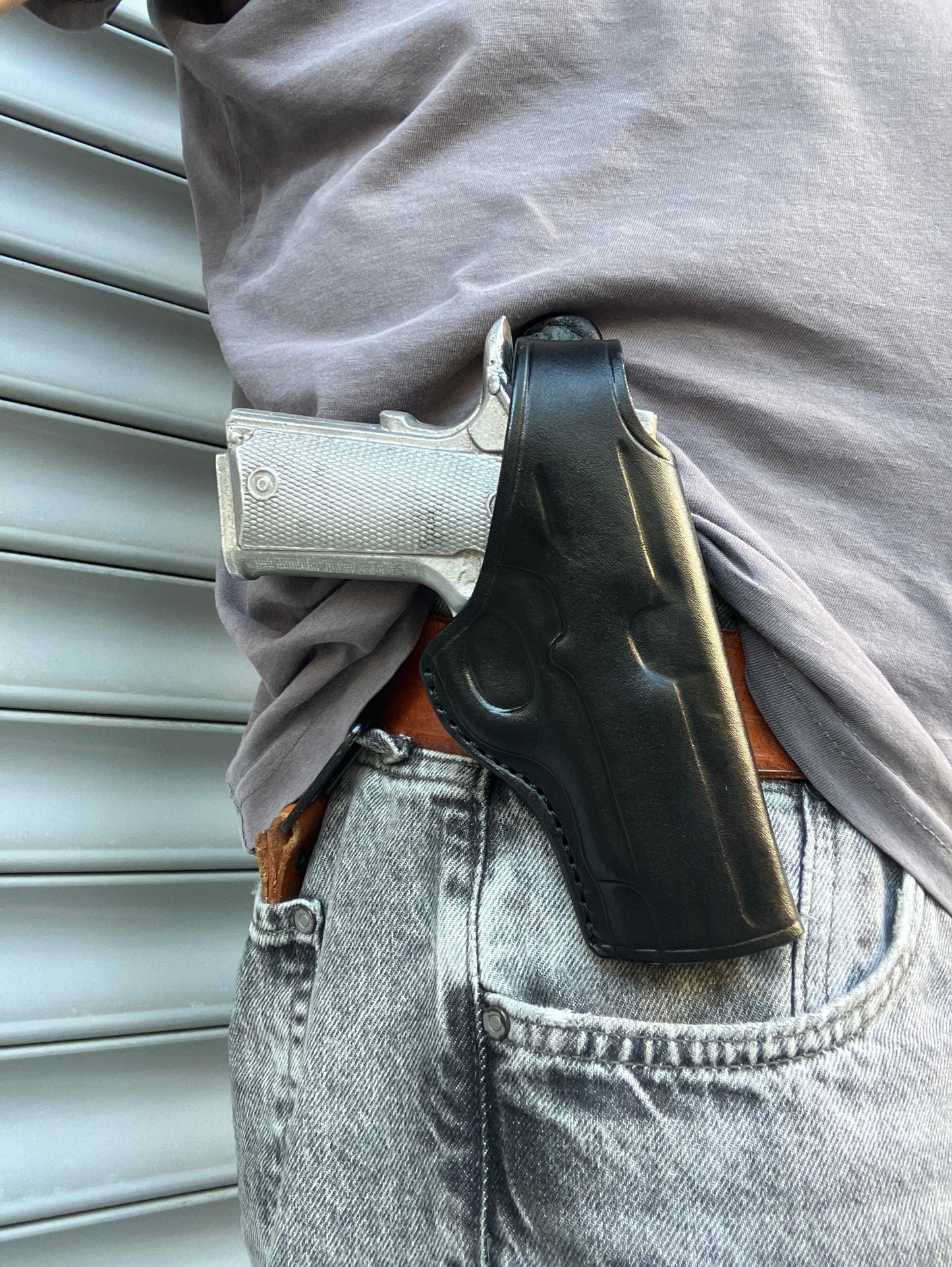 Leather Thumb Break owb Holster for Browning 1911 380 Black Label