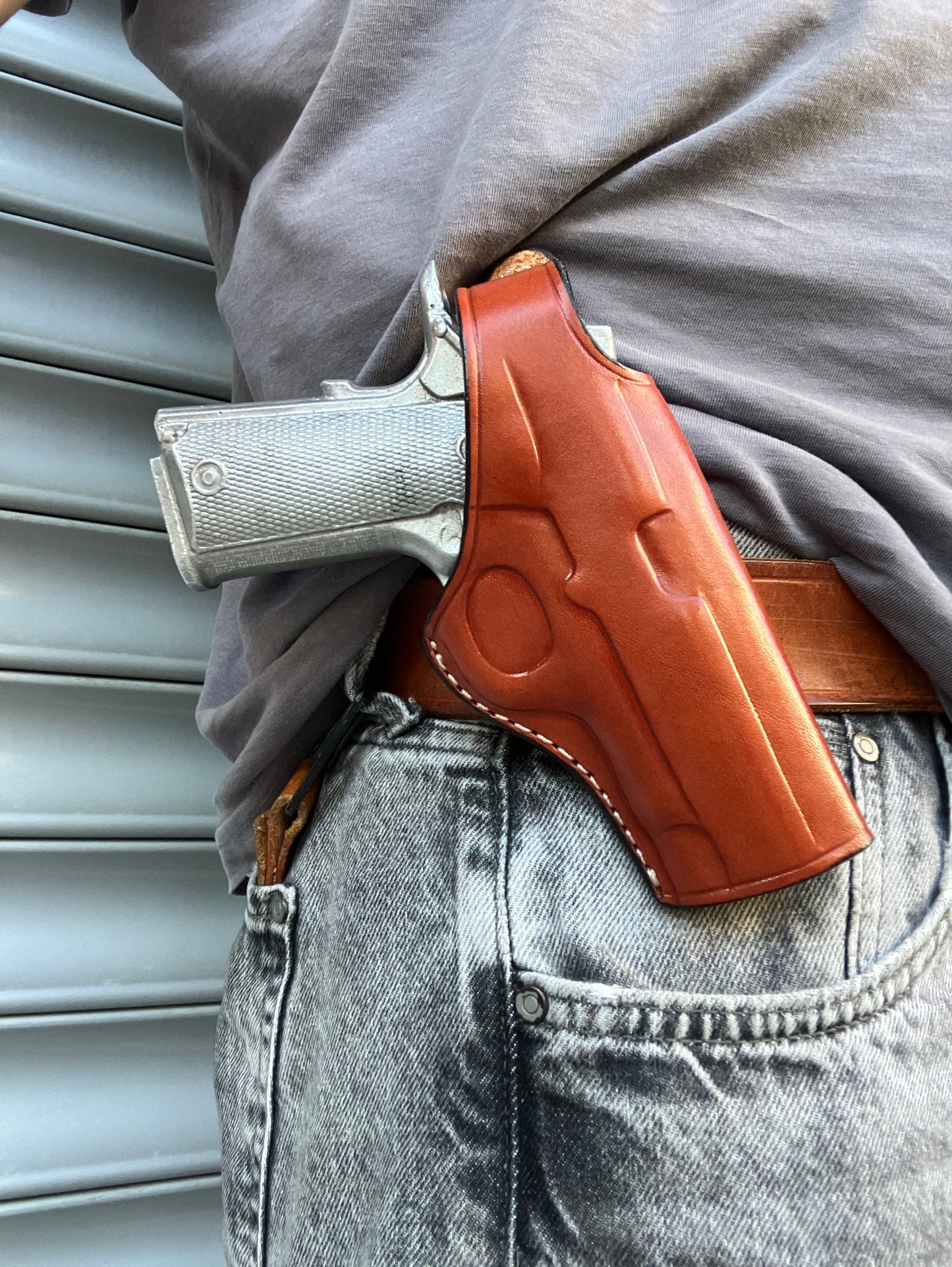 Leather Thumb Break owb Holster for Browning 1911 380 Black Label