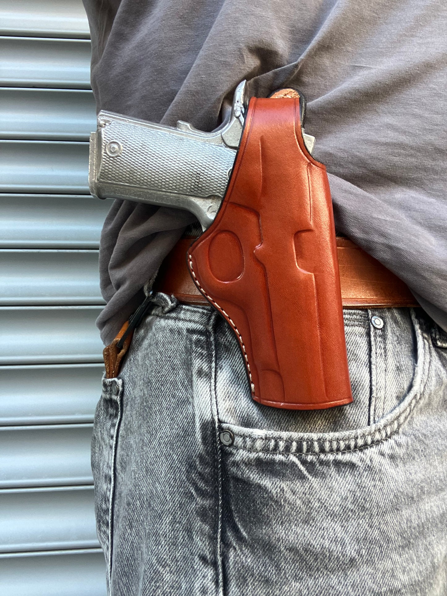 Leather Thumb Break owb Holster for Browning 1911 380 Black Label