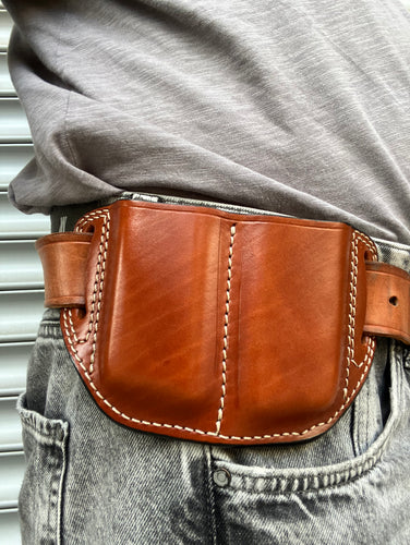 Leather Double Magazine Pouch for Desert Eagle