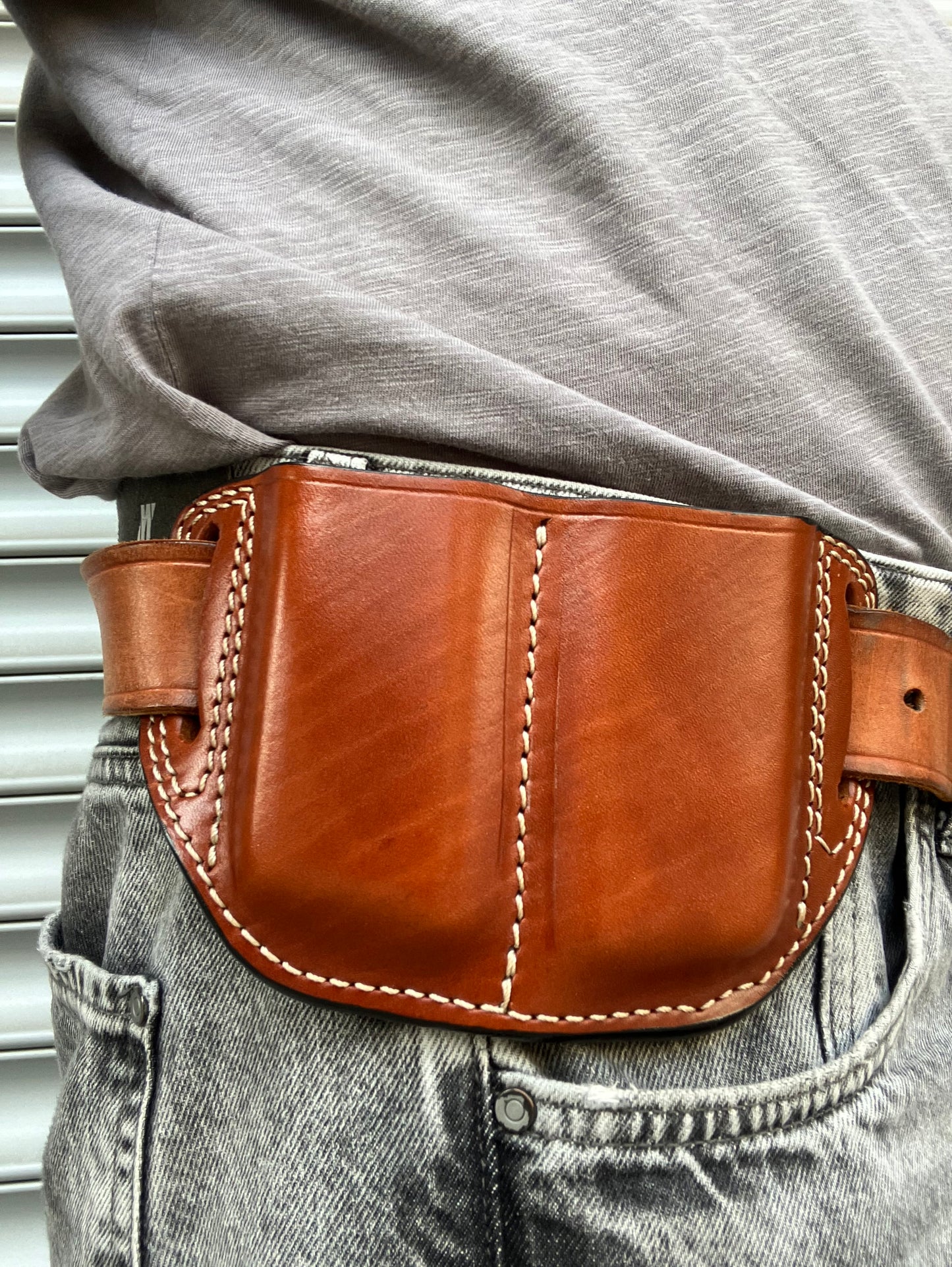Leather Double Magazine Pouch for Desert Eagle