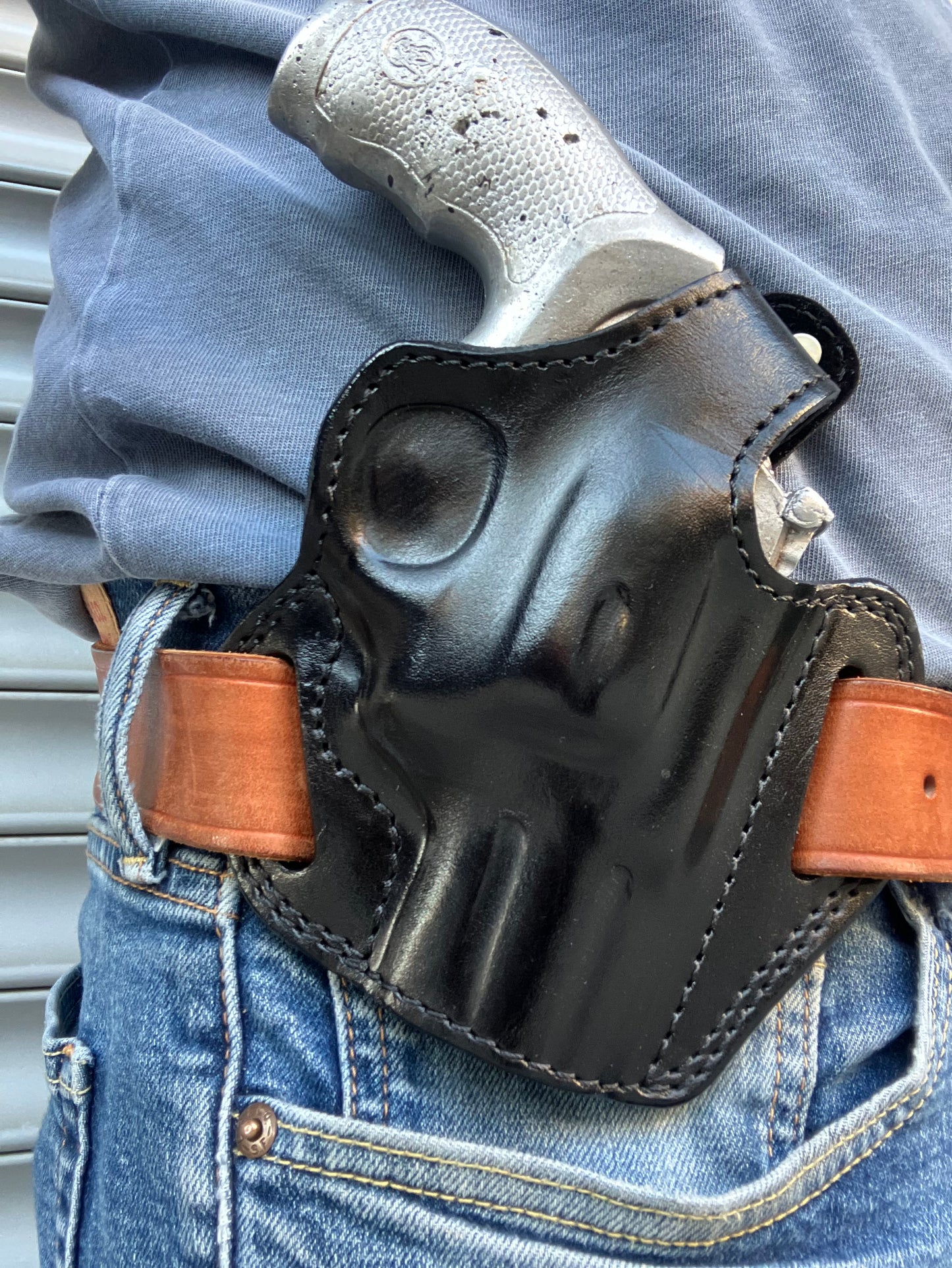 Handcrafted Leather Belt owb Holster for Smith and Wesson 686 Plus Barrel 2.5