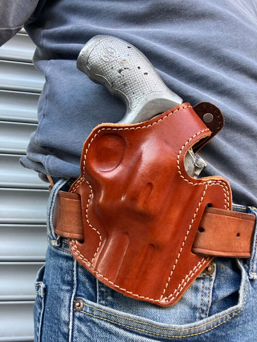 Handcrafted Leather Belt owb Holster for Smith and Wesson 686 Plus Barrel 2.5
