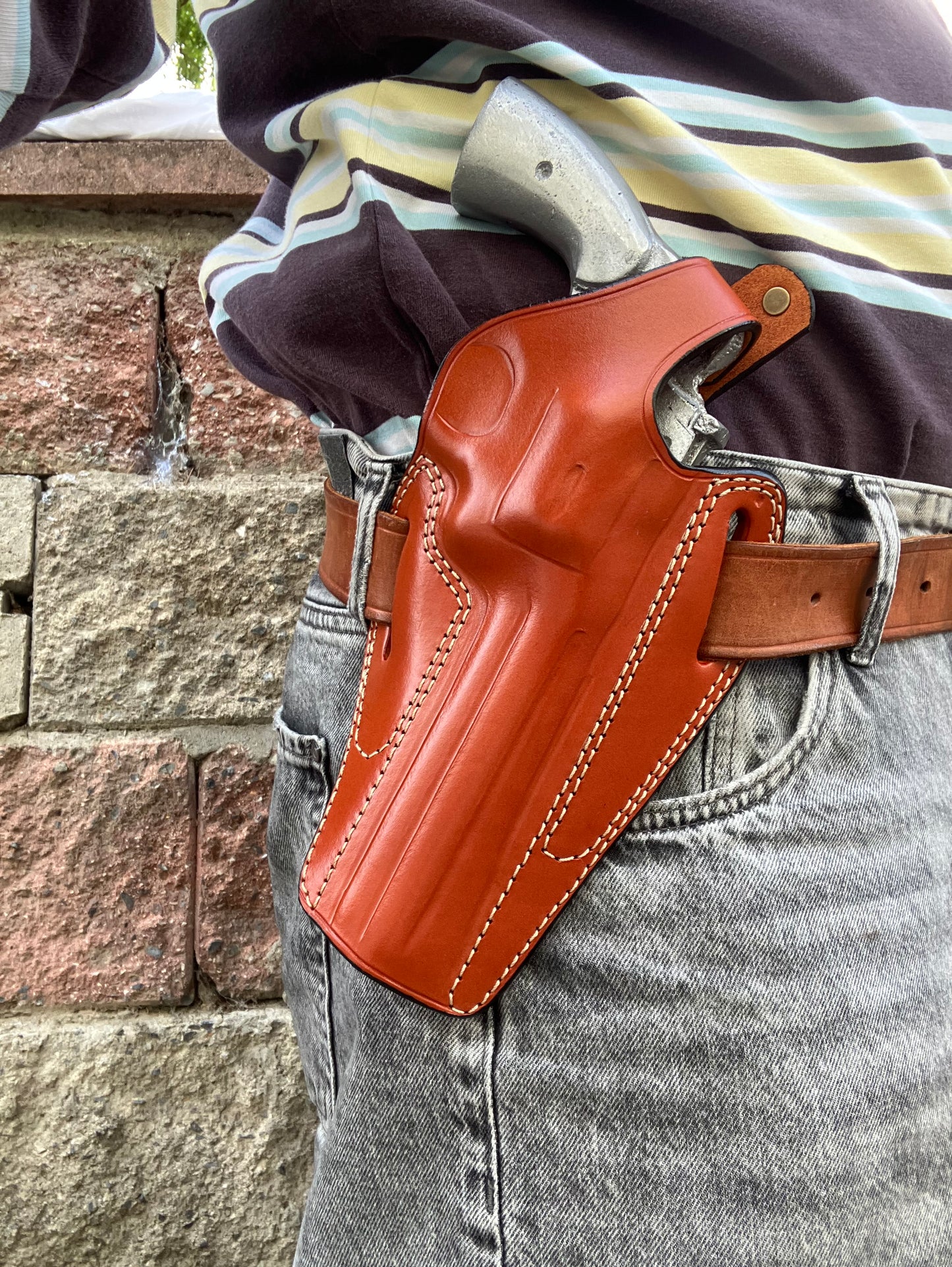 Leather Belt owb Holster for Colt Python 357 Mag 6" Barrel