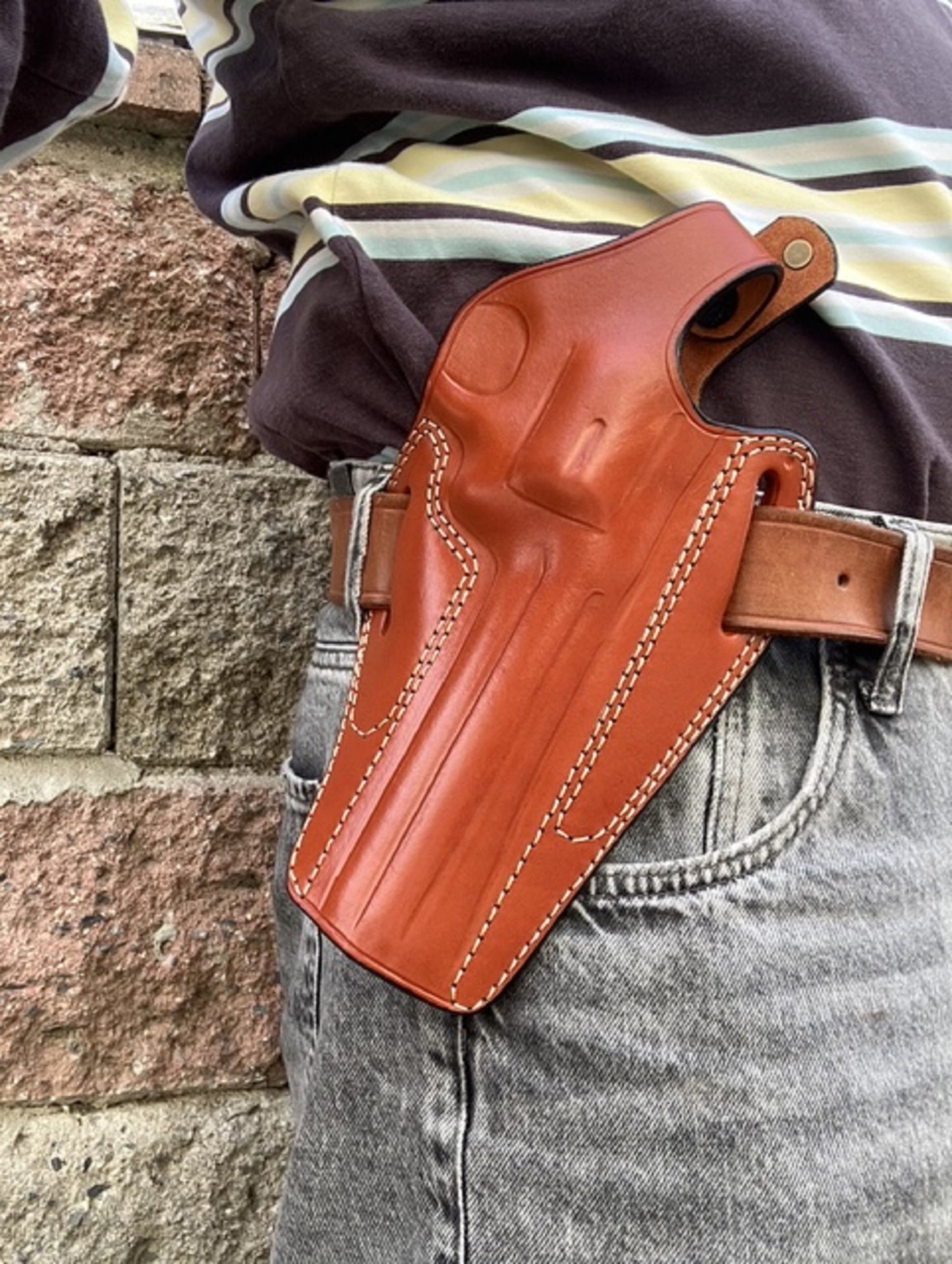Leather Belt owb Holster for Colt Python 357 Mag 6" Barrel
