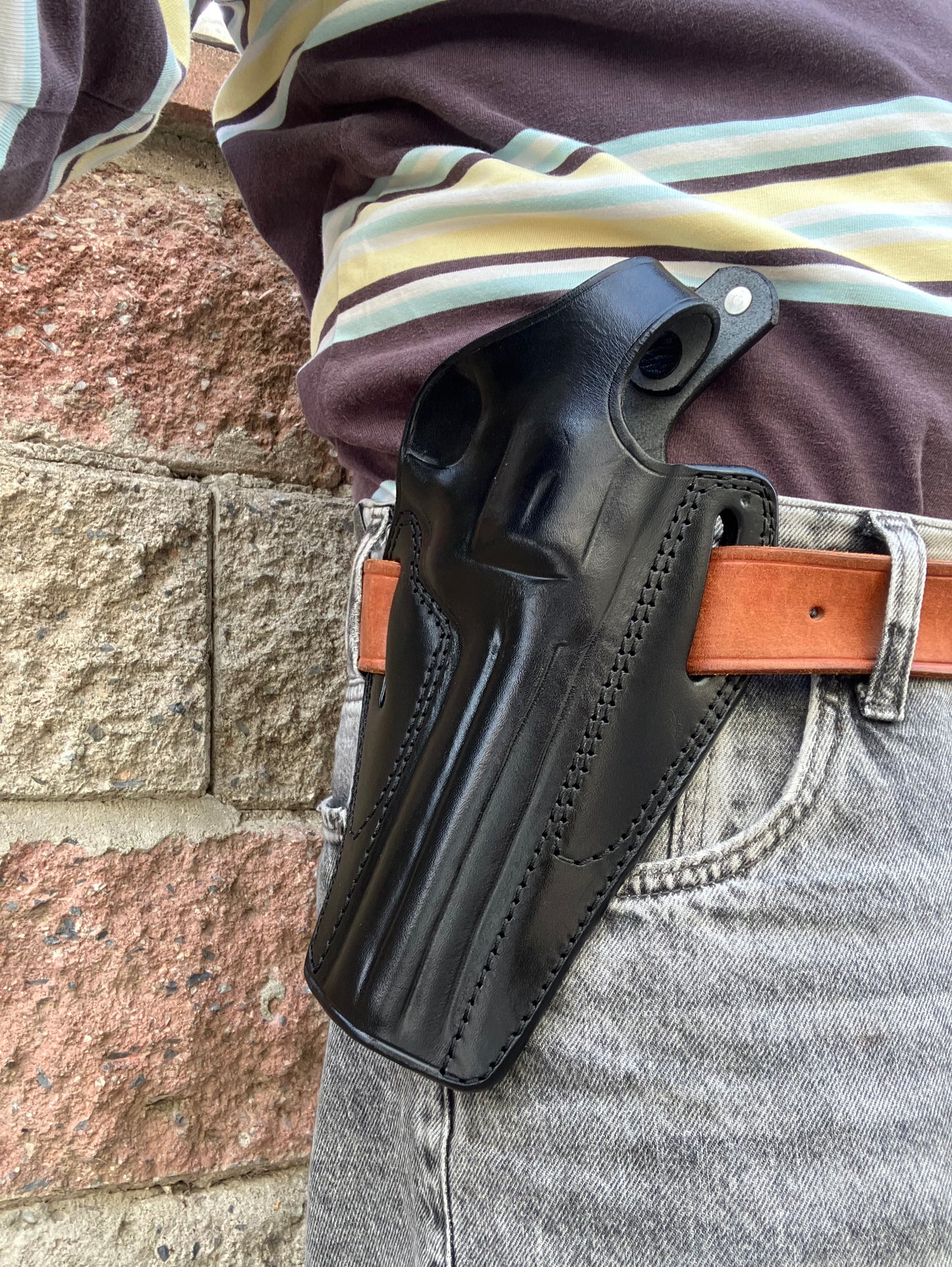 Leather Belt owb Holster for Colt Python 357 Mag 6" Barrel