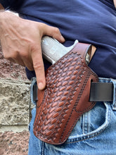 Load image into Gallery viewer, Springfield Armory 1911 Operator 45ACP Leather owb Belt Basket Weave Holster