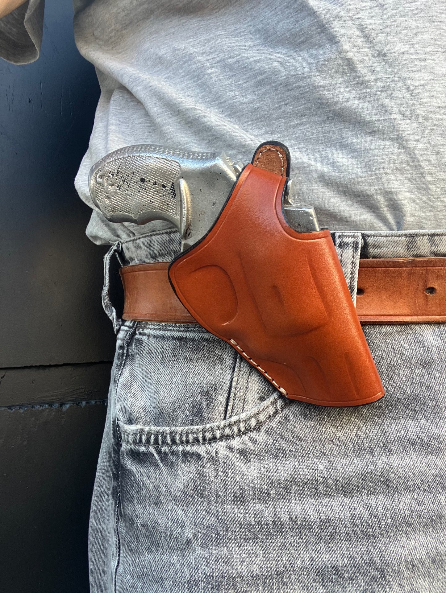 OWB Belt Leather Holster with Thumb Break For Taurus 856 38 Special 2" inch