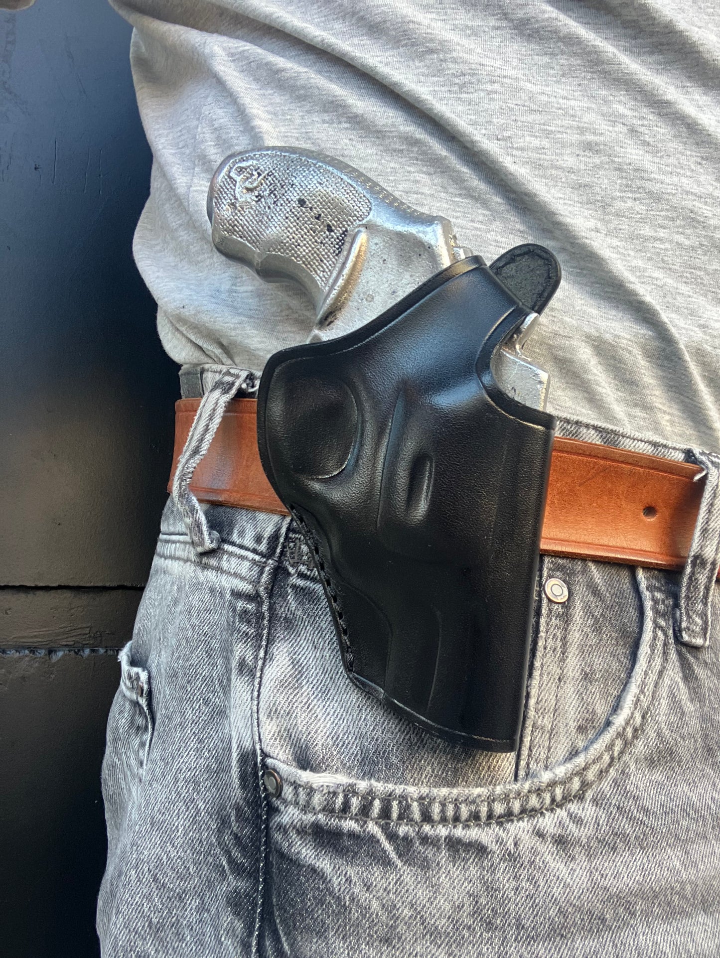 OWB Belt Leather Holster with Thumb Break For Taurus 856 38 Special 2" inch