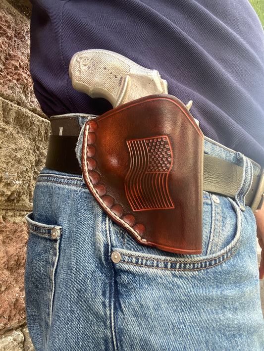 Leather Custom Made OWB Holster: Taurus 856 2", US Flag