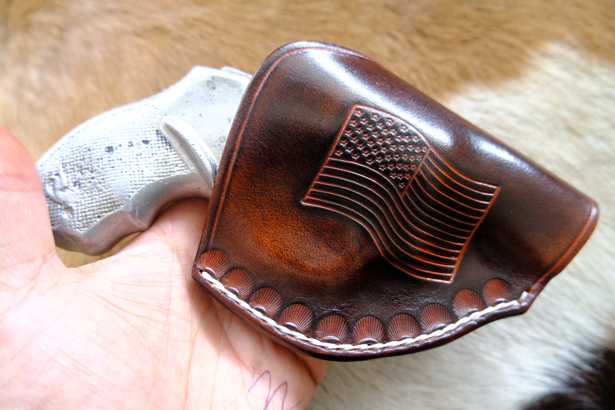 Leather Custom Made OWB Holster: Taurus 856 2", US Flag